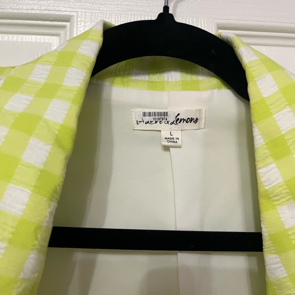 FOR LOVE & LEMONS maureen cropped gingham blazer top large , green white - Picture 5 of 10